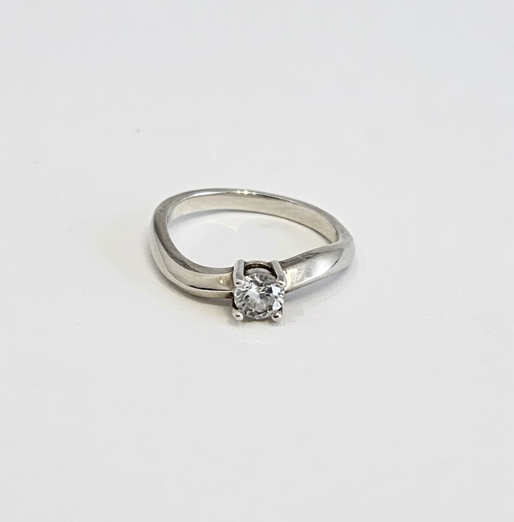 Clear Zircon Gemstone Silver Ring