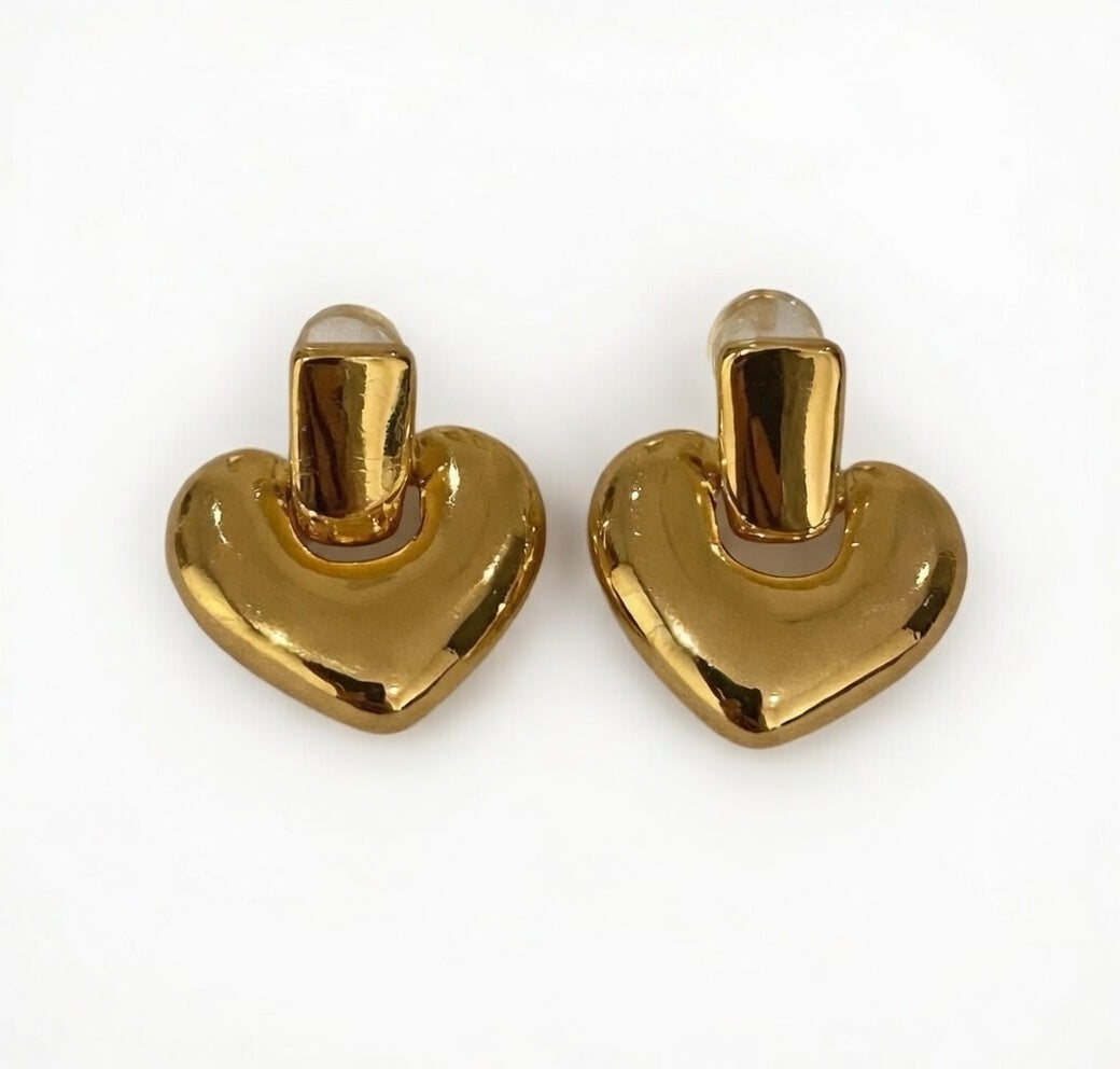 Gold Plated Heart Design Earrings