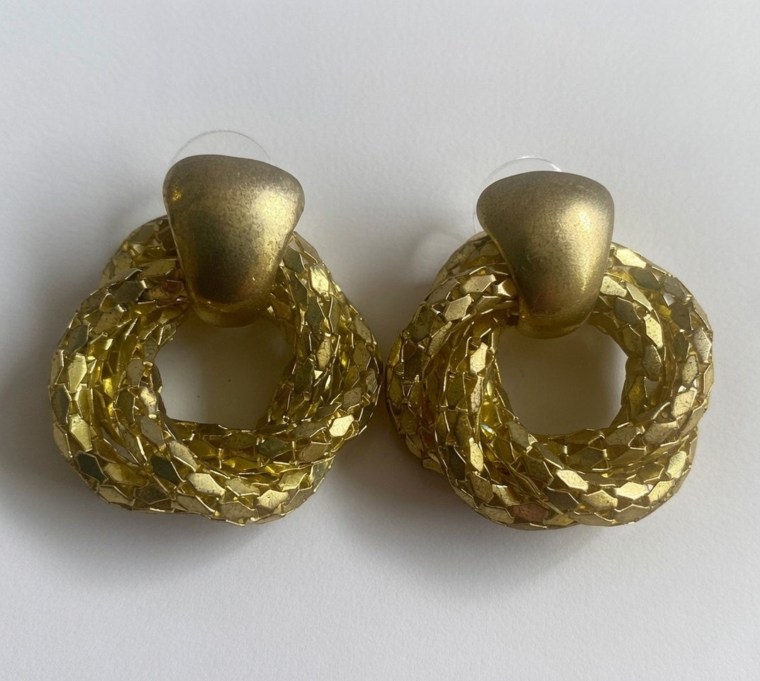 Vintage Gold Twist Drop Earrings