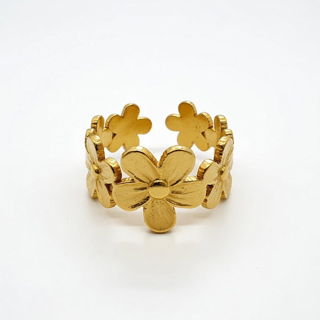 Gold Plated Flower Design Ring