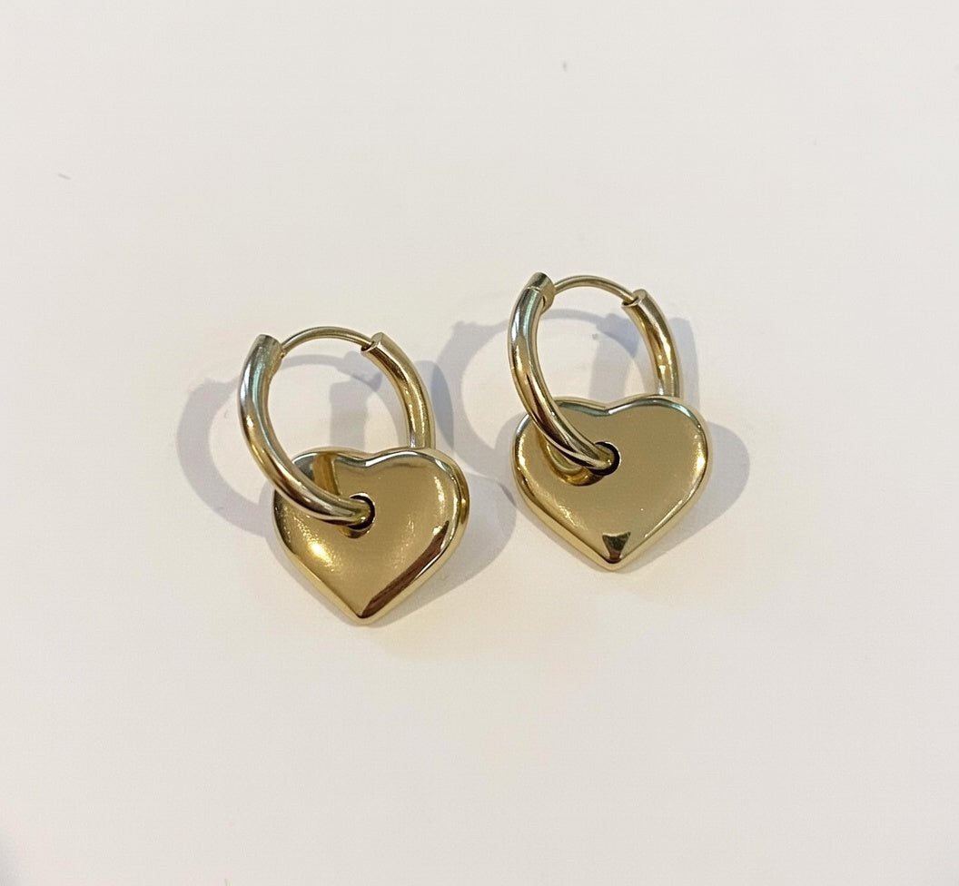 Gold Plated Heart Hoops