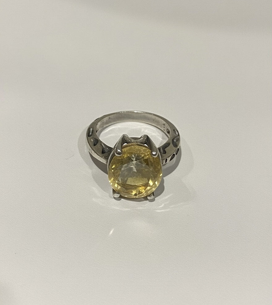 Silver Citrine Gemstone Ring