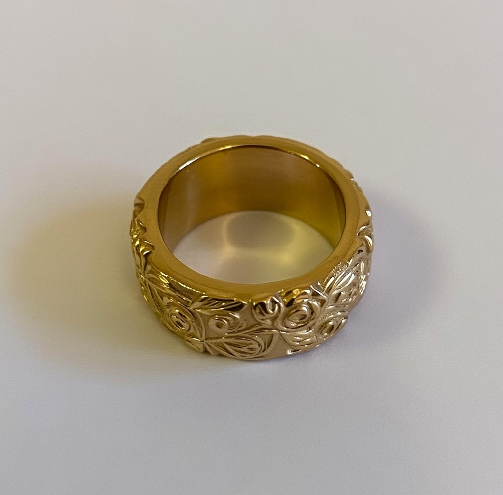 Men's Unisex Gold Plated Band Design Ring