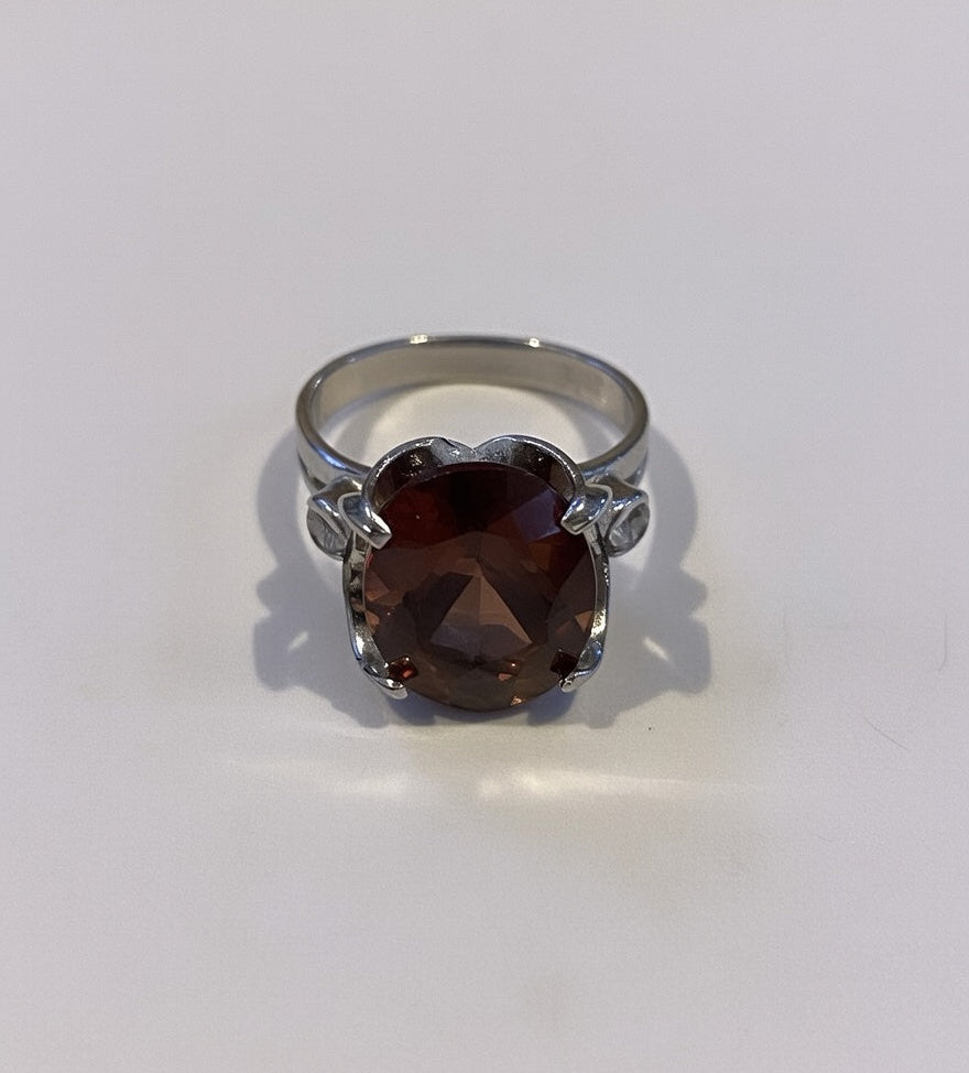 Spinel Gemstone White Zircon Silver Ring