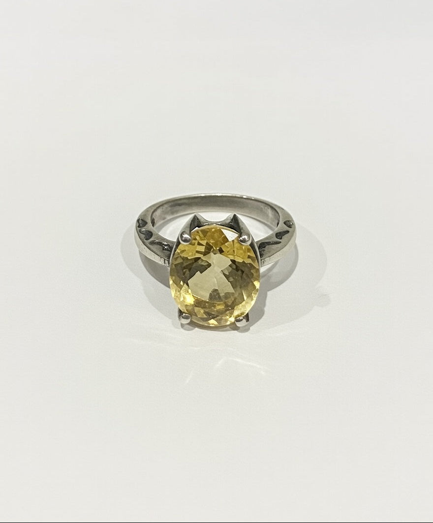 Silver Citrine Gemstone Ring