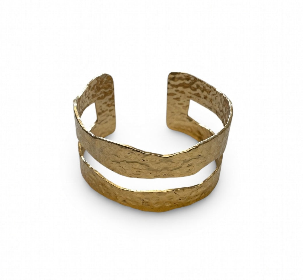 Gold Plated Statement Foil Textured Bangle