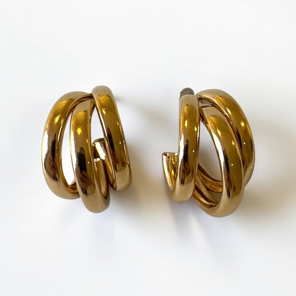 Gold Plated Triple Hoop Earrings