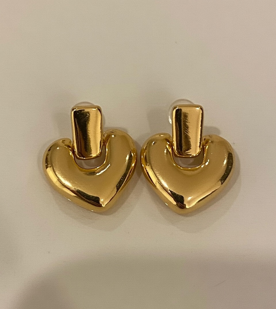 Gold Plated Heart Design Earrings