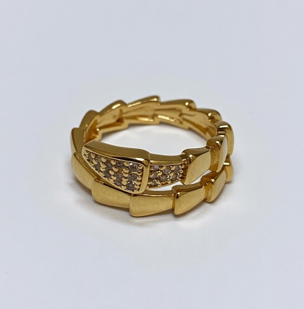 Gold Plated CZ Gemstone Serpent Ring