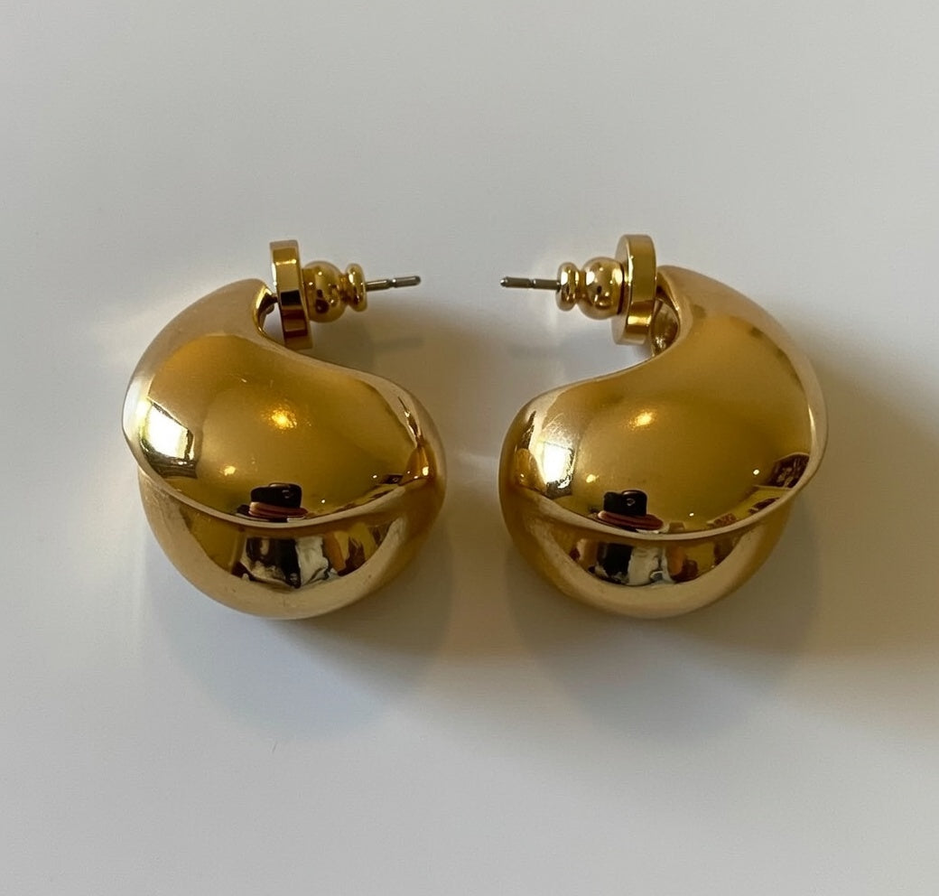 Large Gold Plated Teardrop Hoop Earrings