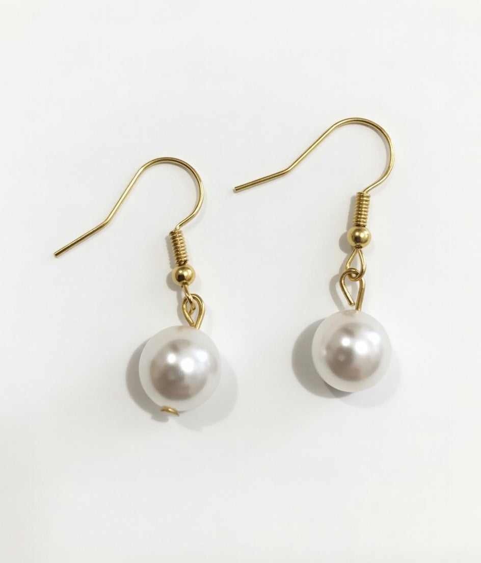 Recycled Gold Pearl Drop Earrings