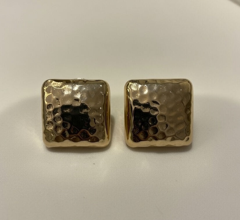 Vintage Square Gold Stud Earrings