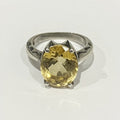 Citrine Gemstone Silver Ring large vintage stone luxury.
