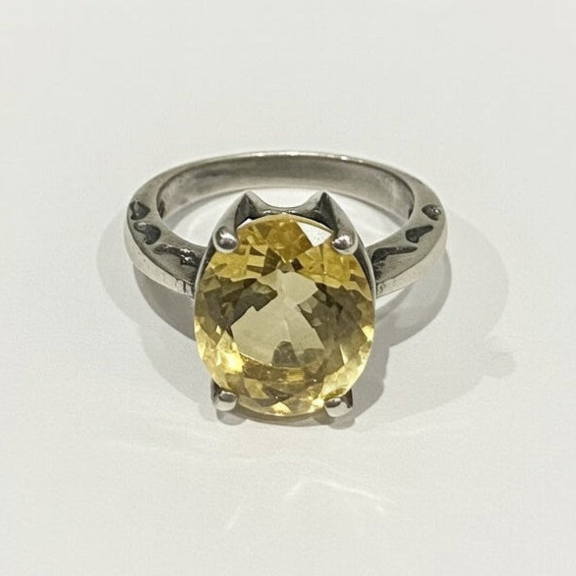 Citrine Gemstone Silver Ring large vintage stone luxury.