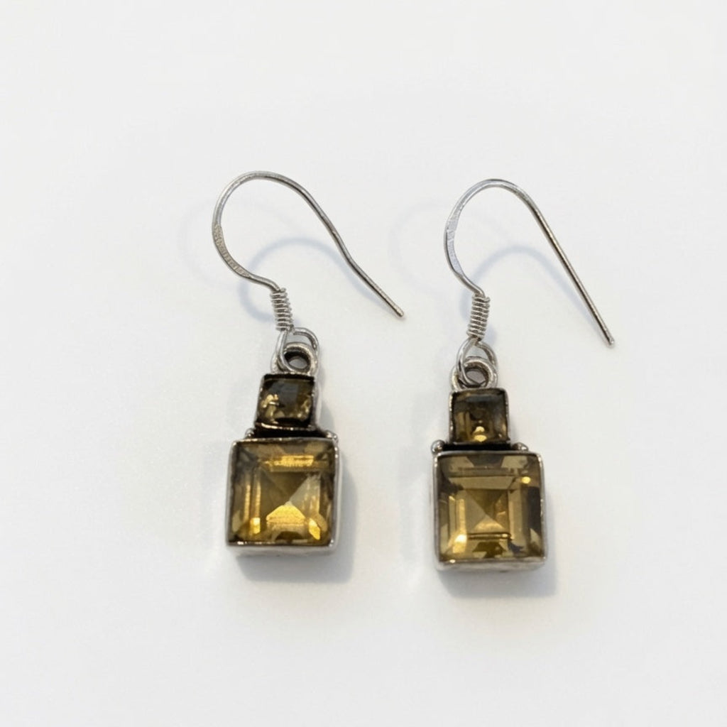 pair of citrine stone earrings drop luxury boheme 