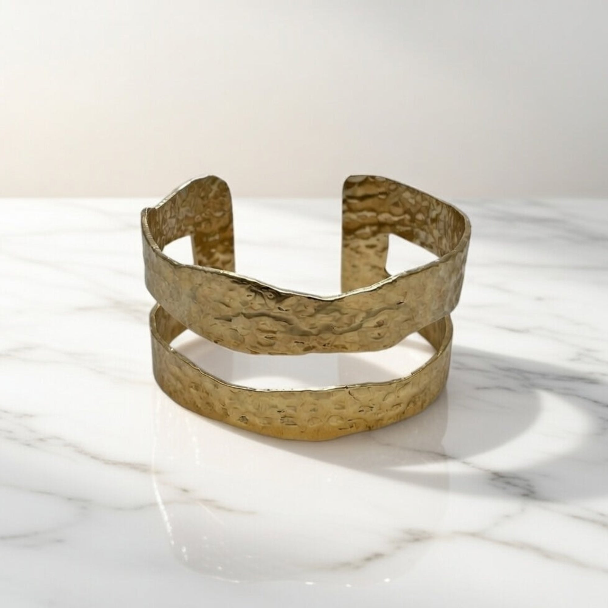 Gold Plated Statement Foil Textured Bangle, Textured gold, sustainable statement jewelry