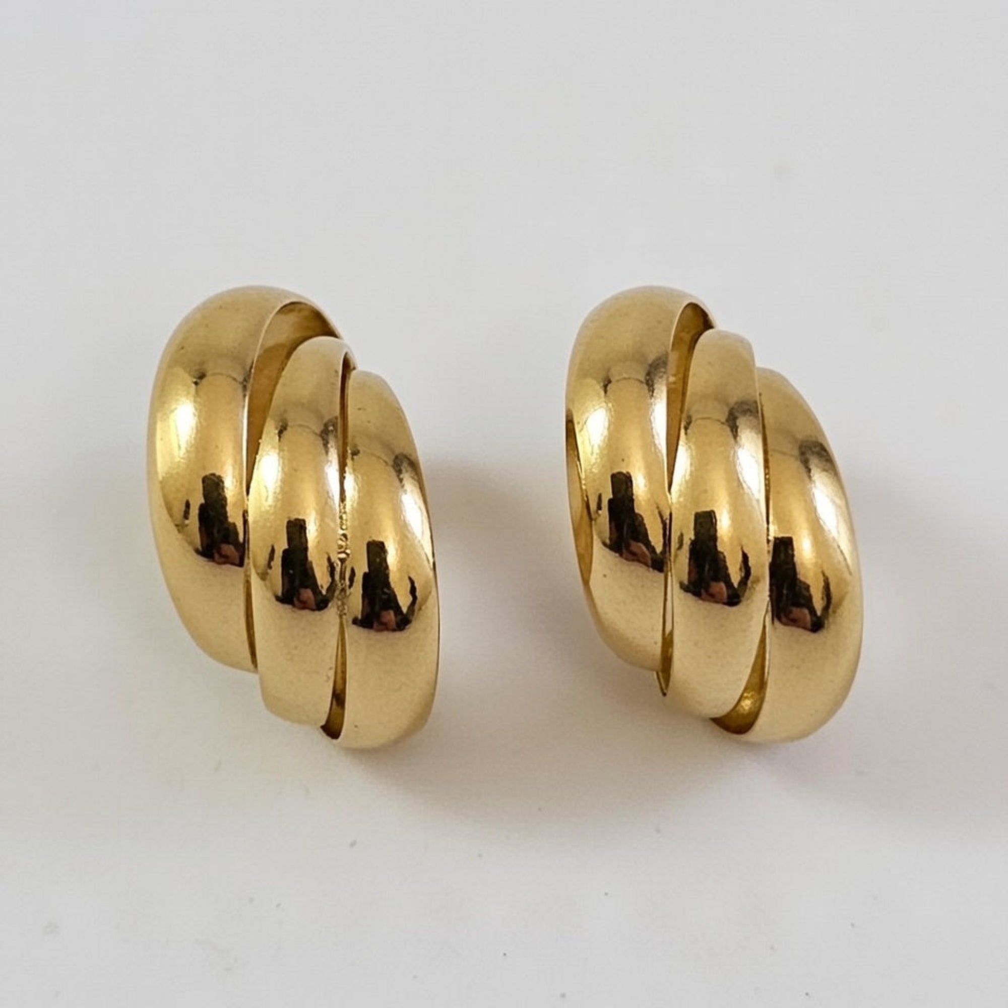 Gold Plated Triple Hoop Earrings, 18 k gold hoops to wear everyday. modern classic statement earrings