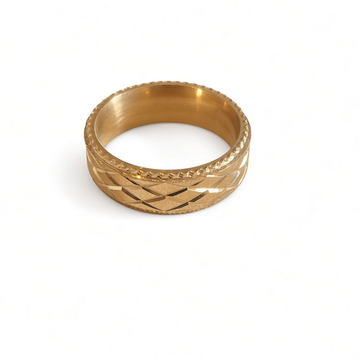 Luxury gold cross kiss bamd ring boheme london