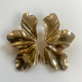 Gold Flower Leaf Statement Earrings
