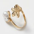 Gold plated pearl flower bangle