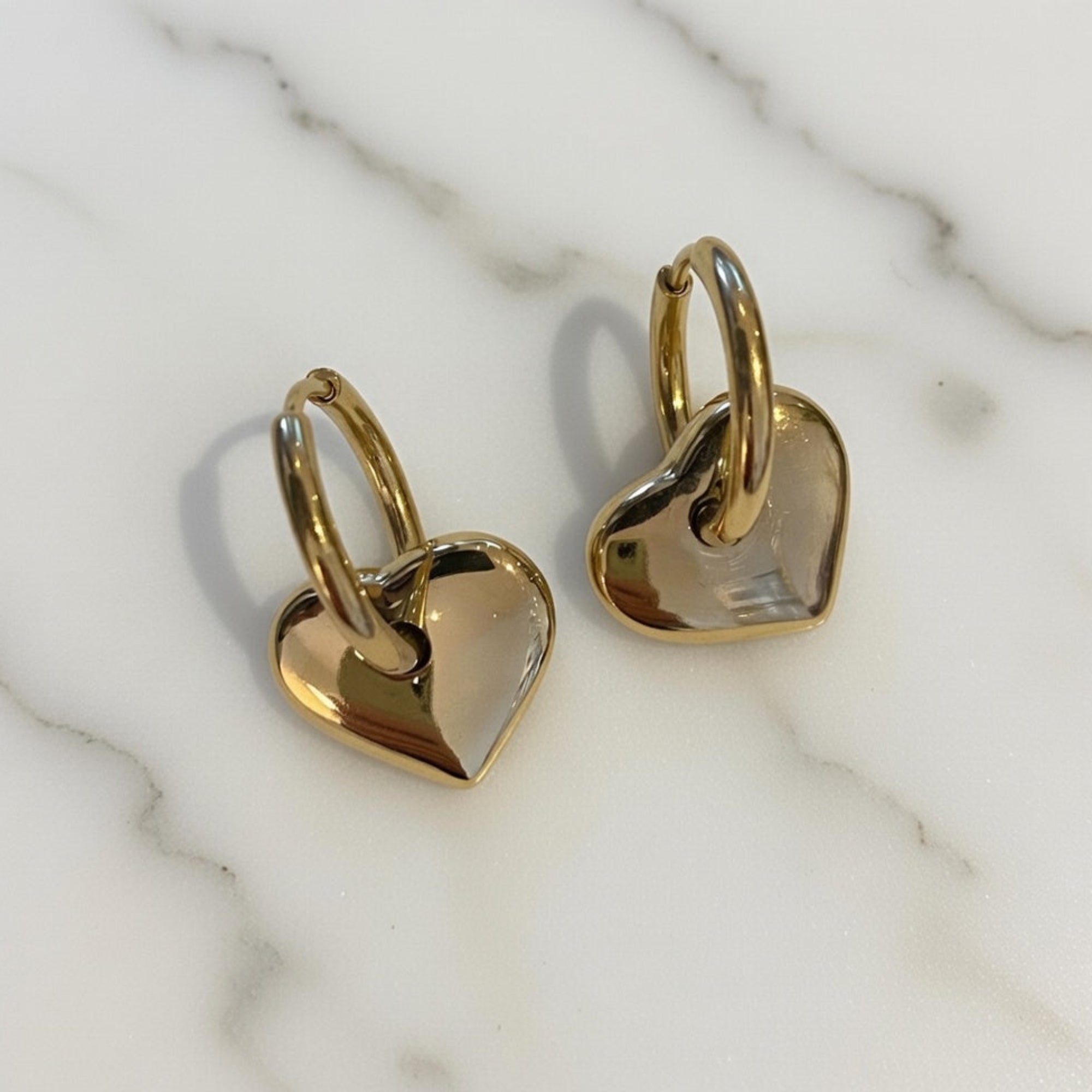 Gold Plated Heart Hoops