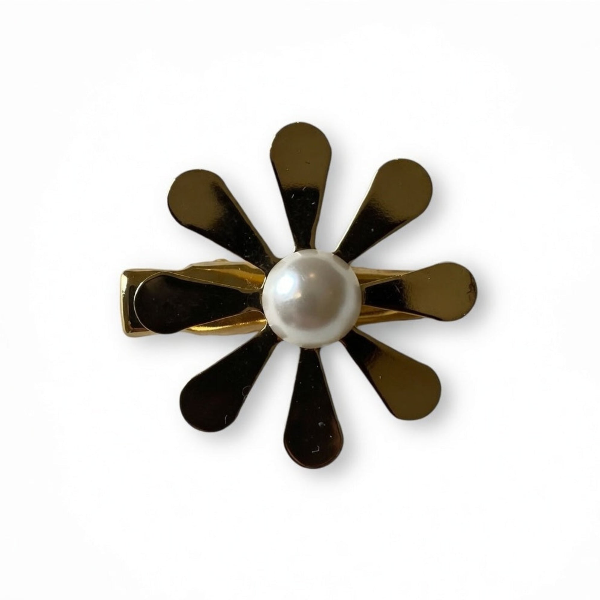 Gold Plated Flower Pearl Hair Grip