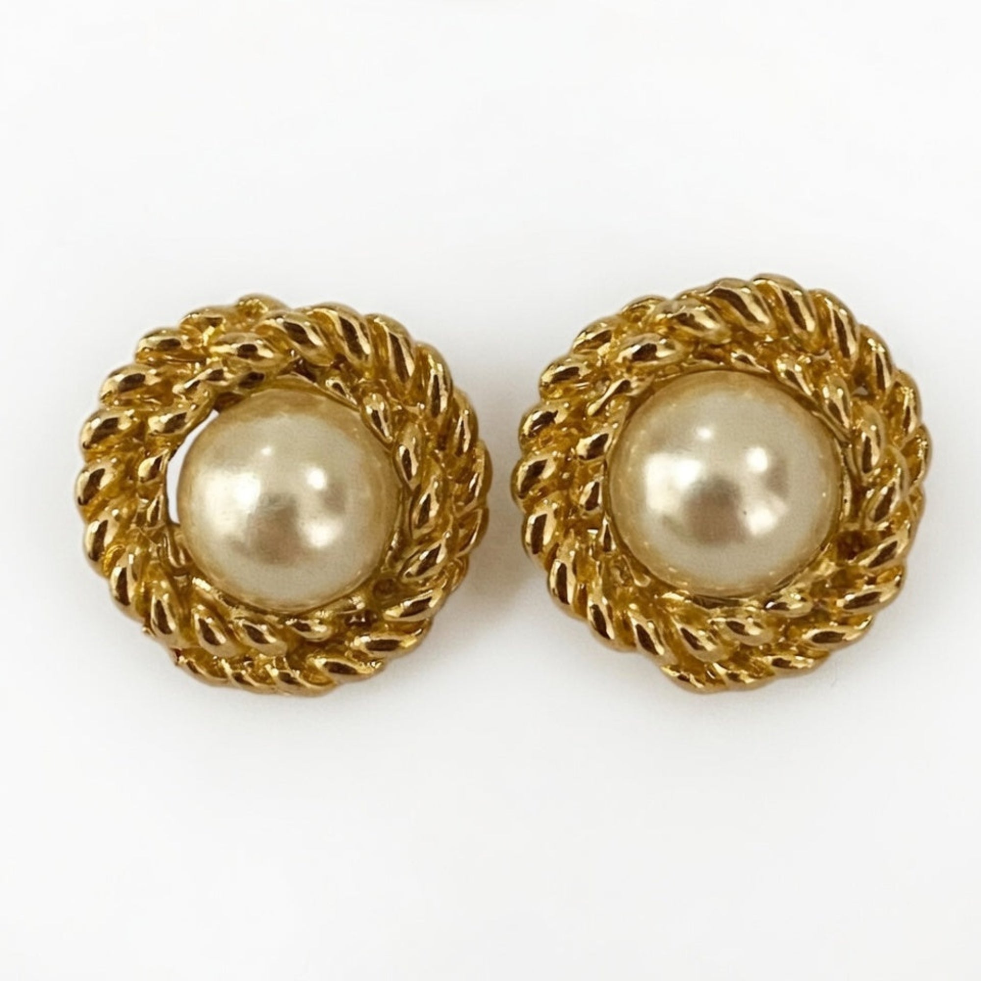 Gold pearl vintage earrings boheme london