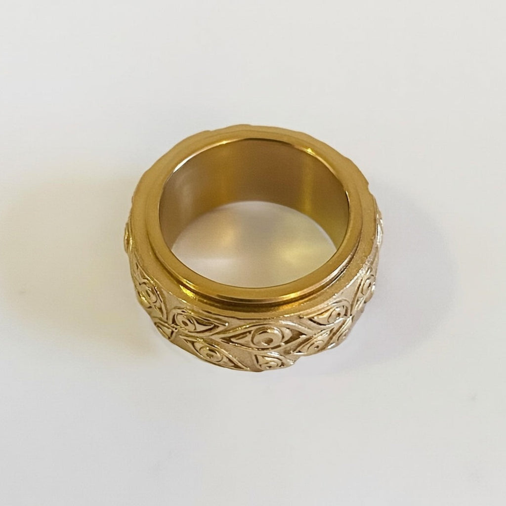 Men's Unisex Gold Plated Band Design Ring luxury rings for him eye ring