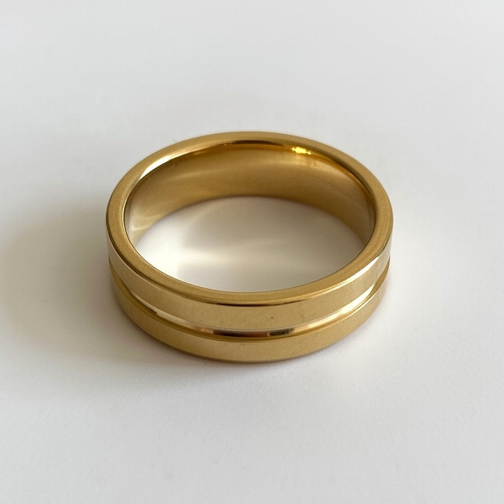 Men's Gold Plated Double Band Design Ring