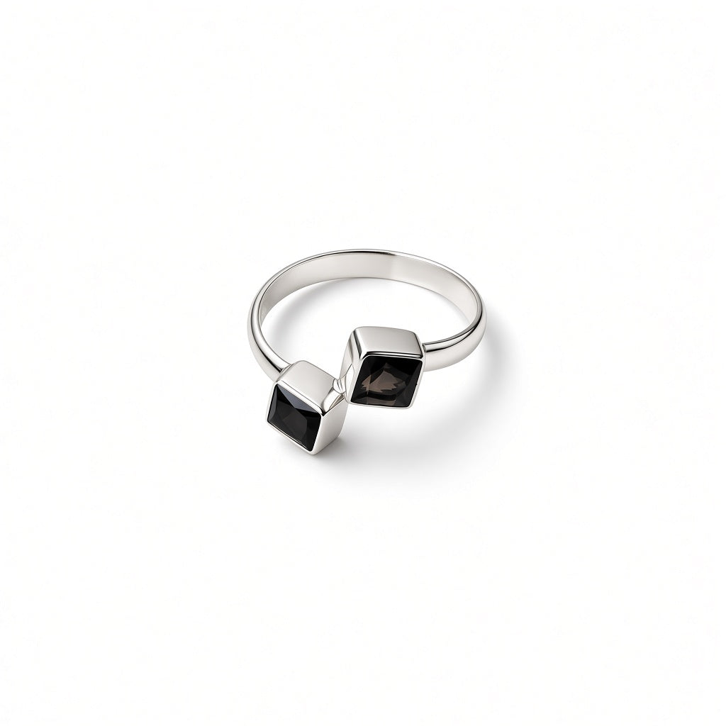 Vintage Spinel Squared Gemstone Silver Ring