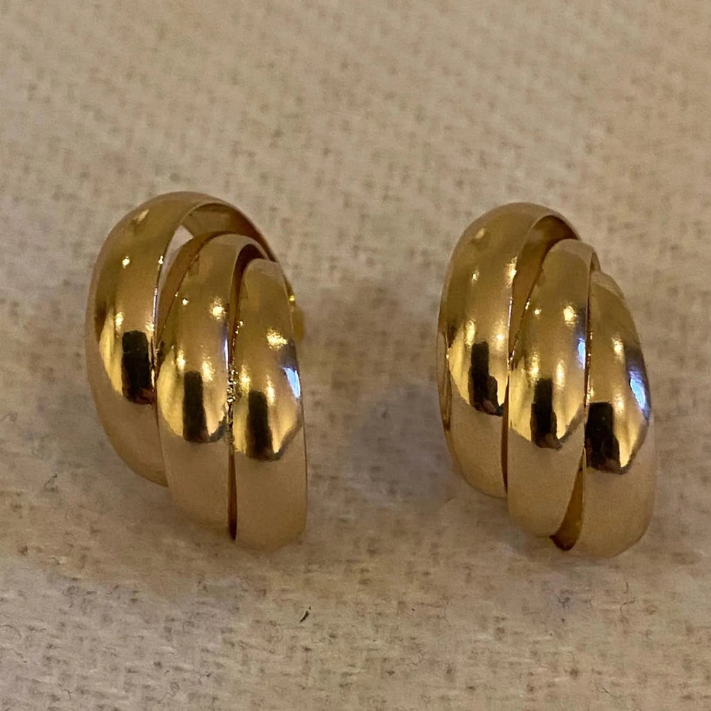 Pair of gold plated design hoops