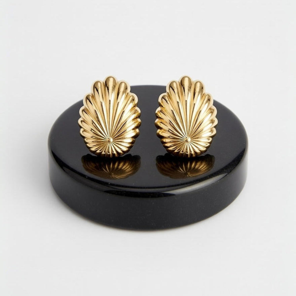 Vintage Design recycled Gold Stud Earrings. vintage timeless old money style