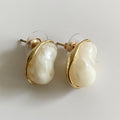 Vintage Gold Ceramic Pearl Earrings gifts for her