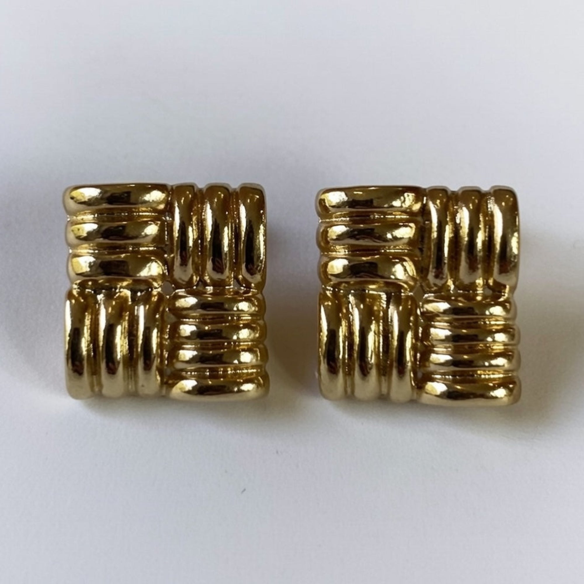 Vintage Square Gold Design Stud Earrings for a classic luxury style