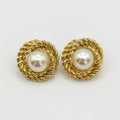  Vintage gold pearl earring