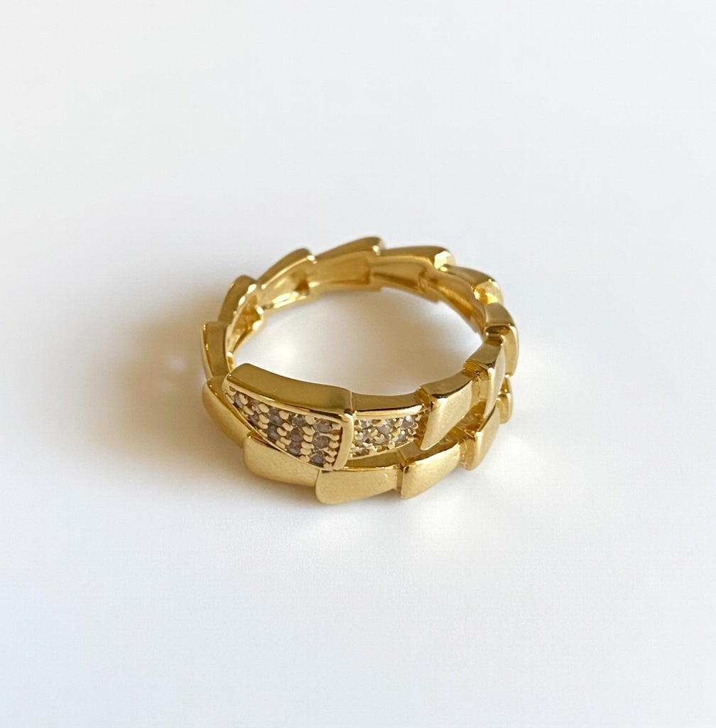 Gold Plated CZ Gemstone Serpent Ring