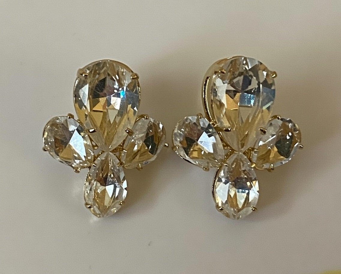 Gold Plated Gemstone Vintage Earrings