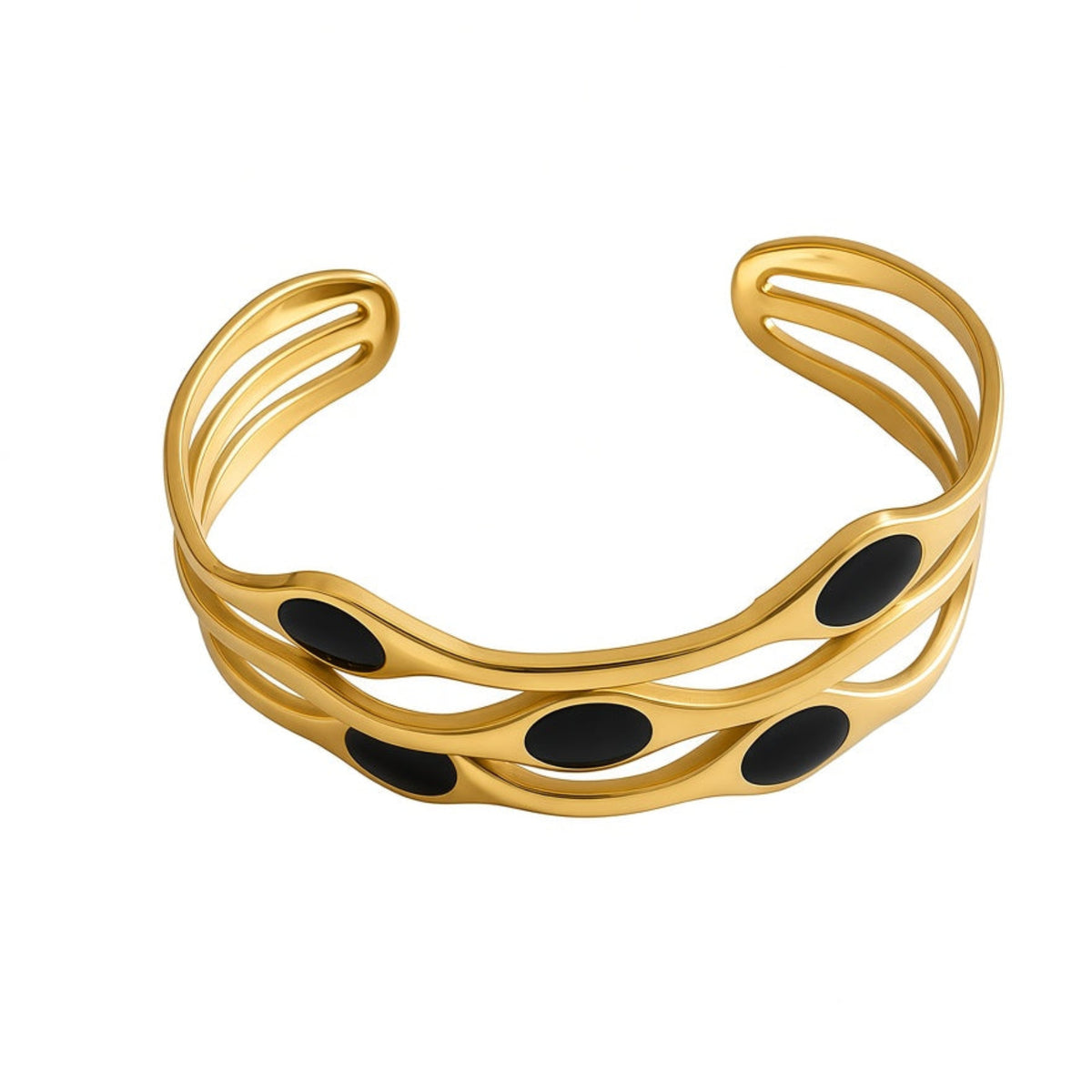 gold plated black stone luxury bangle boheme london
