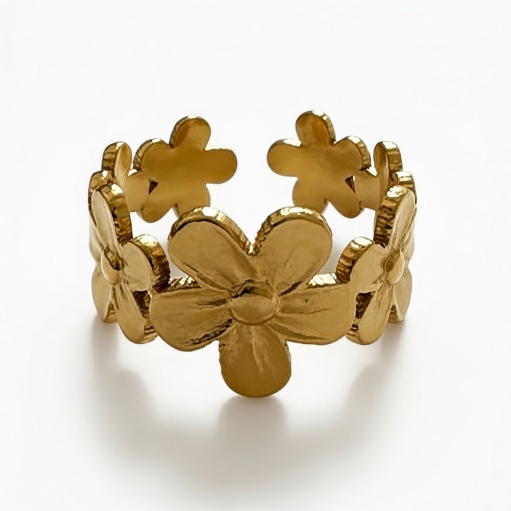 Gold Plated Flower Design Ring