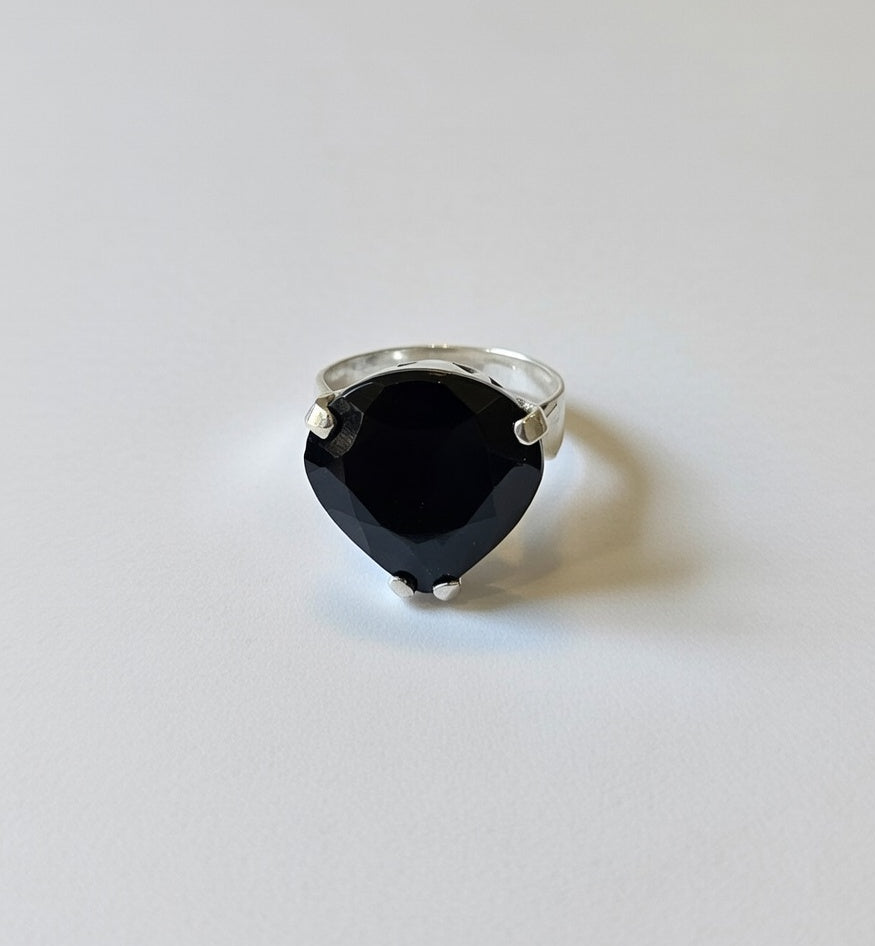 Black Oynx Gemstone Silver Ring