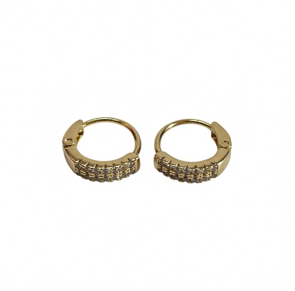 Gold Plated Design CZ Huggie Hoop Earrings