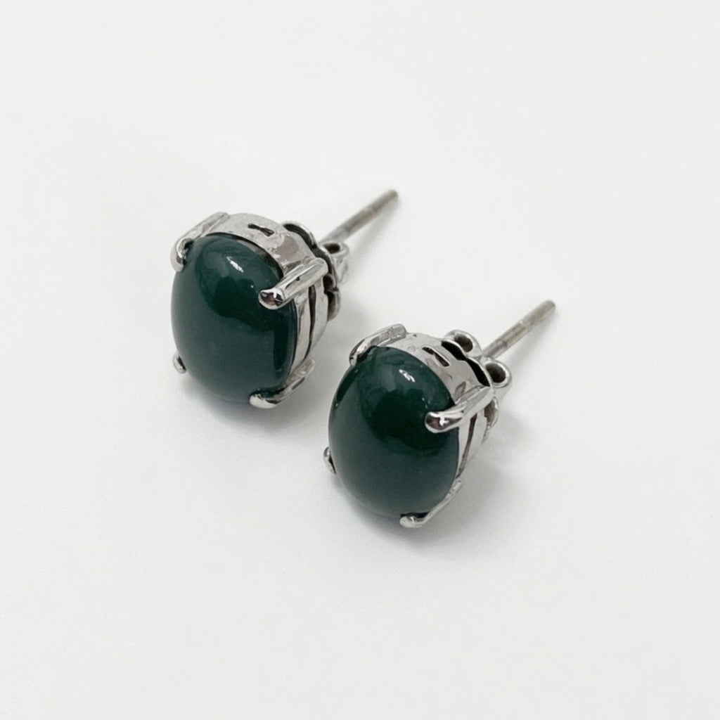 green jade studs precious stone earrings
