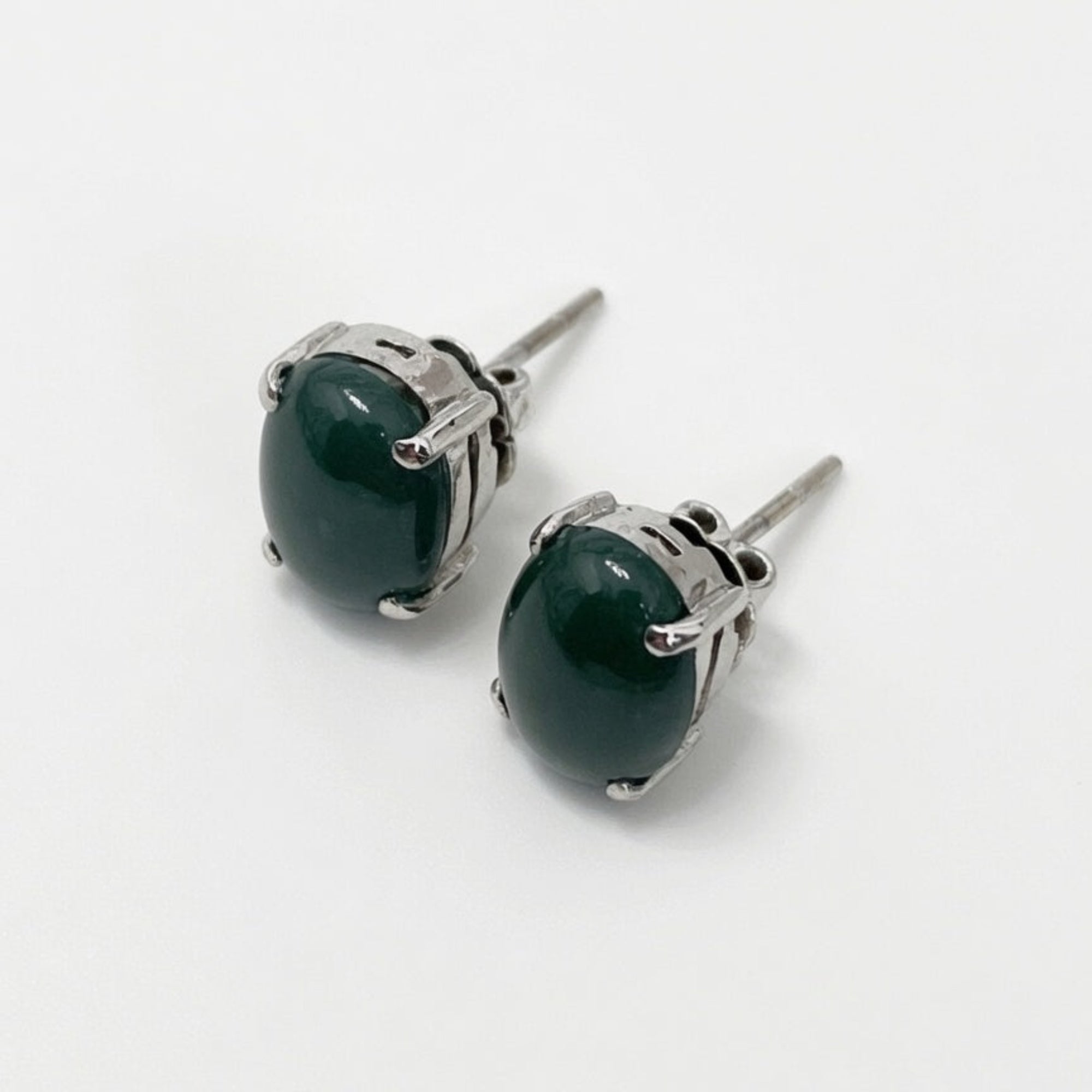 green jade studs precious stone earrings