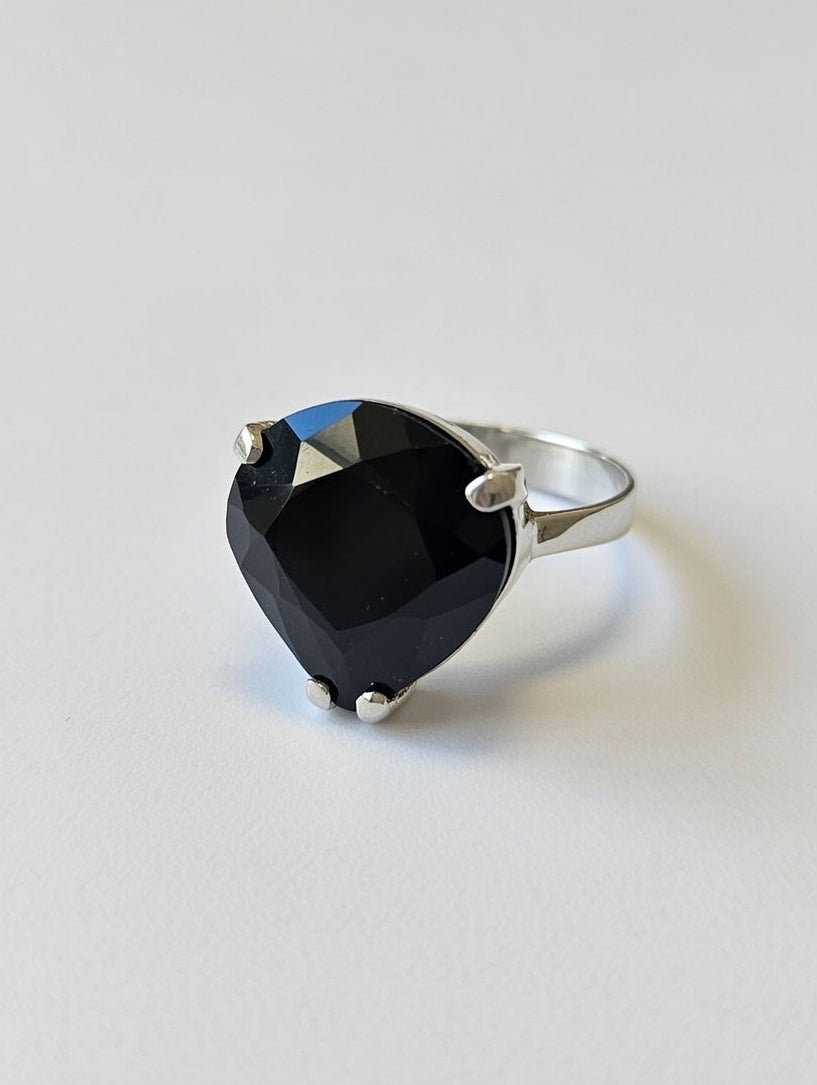 Black Oynx Gemstone Silver Ring