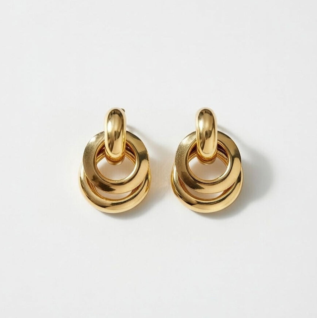 gold plated knot earrings, gold knot luxury earrings