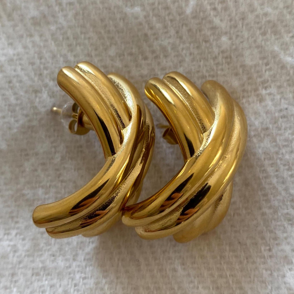 gold cross hoop earrings boheme london