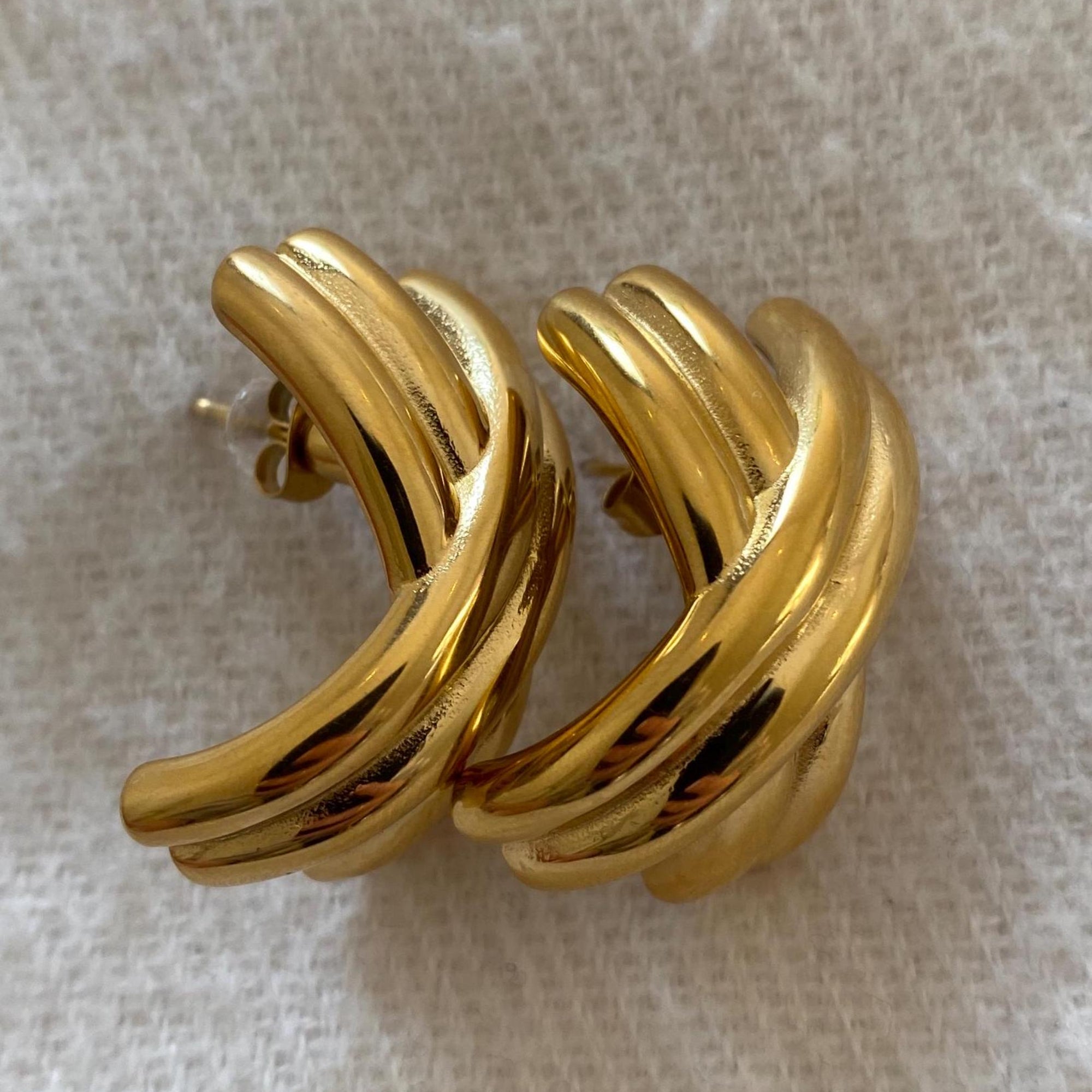 gold cross hoop earrings boheme london