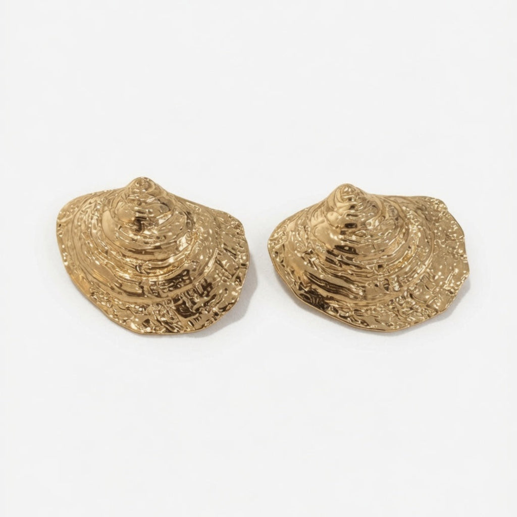 Gold Plated Large Shell Design Earrings