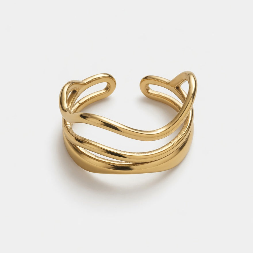 gold plated ring with luxury wave design boheme london