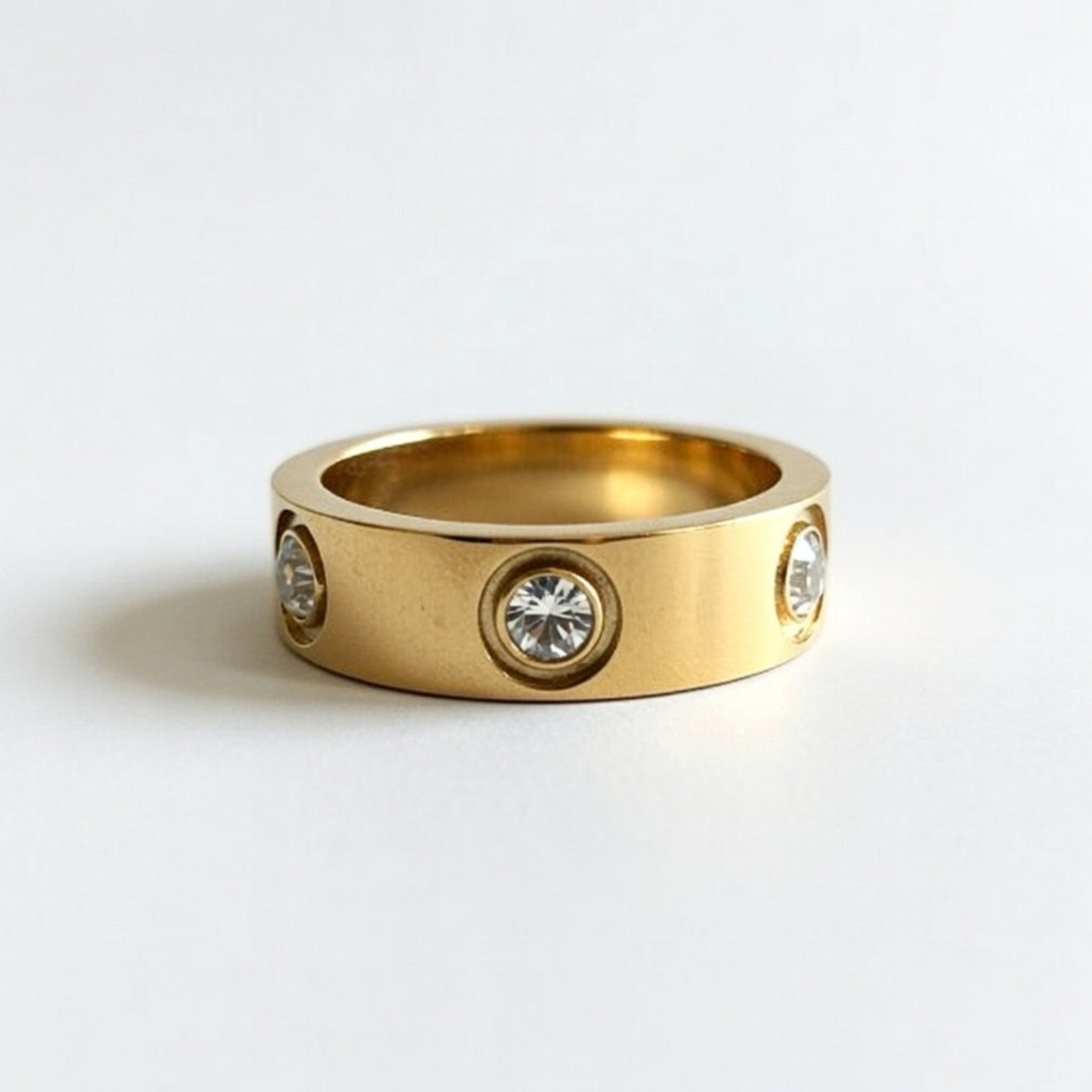 gold plated ring with cz stone boheme london